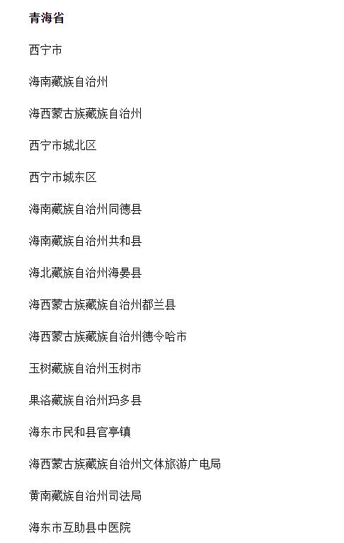 青海省入選單位名單。截圖自中華人民共和國國家民族事務(wù)委員會(huì)官網(wǎng)